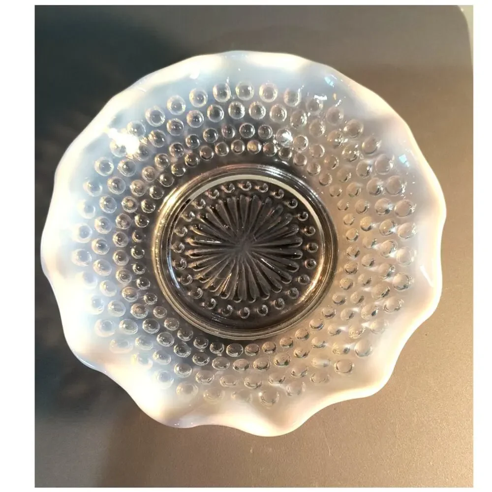 900.  Moonstone Opalescent Hobnail Glass Dish